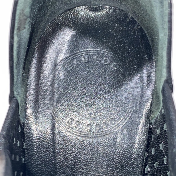 Beau Coops Italy Black Perforated Leather Block Heel Open Toe Bootie Size 37 EUC - Picture 14 of 16